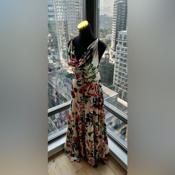 🆕 BRONX & BANCO 🧿 NWOT Leo Floral Print Maxi Gown - Size L / US 8 - Picture 12 of 16